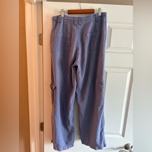 Sincerely Jules 55% linen pants cargo purple women's size L - Picture 2 of 4